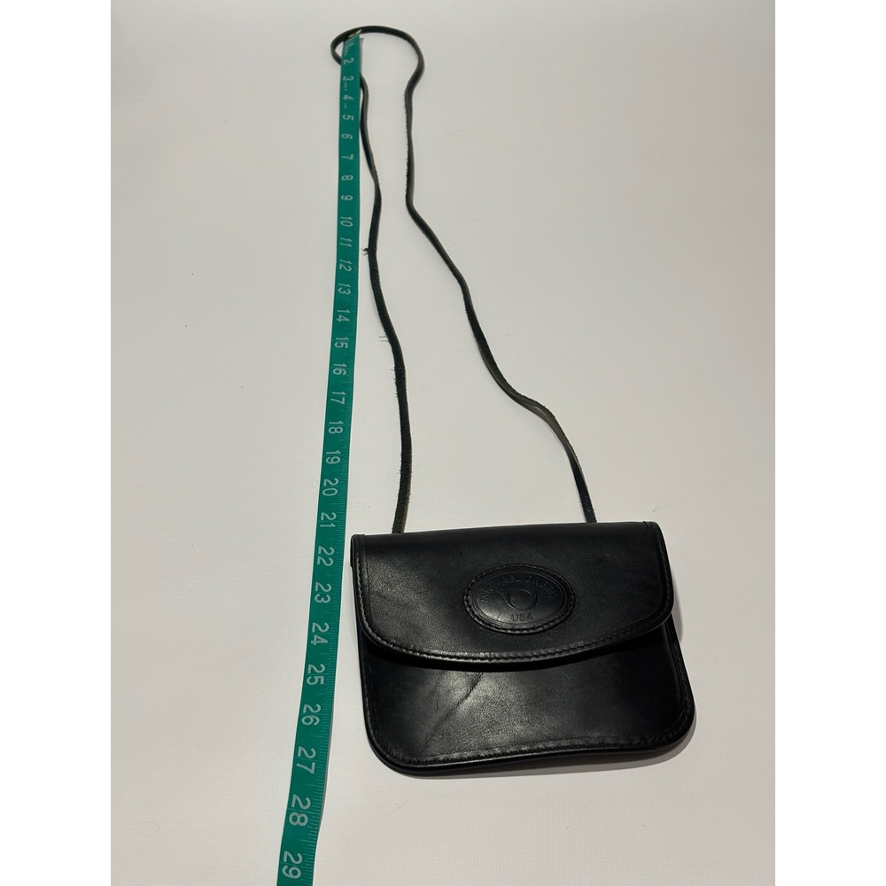 Vtg Michael Greene USA‎ Black Leather Crossbody Bag Passport Travel Minimalist - Picture 7 of 8